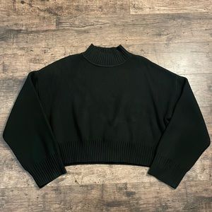 Kittenish Black Mock Neck Cropped Sweater